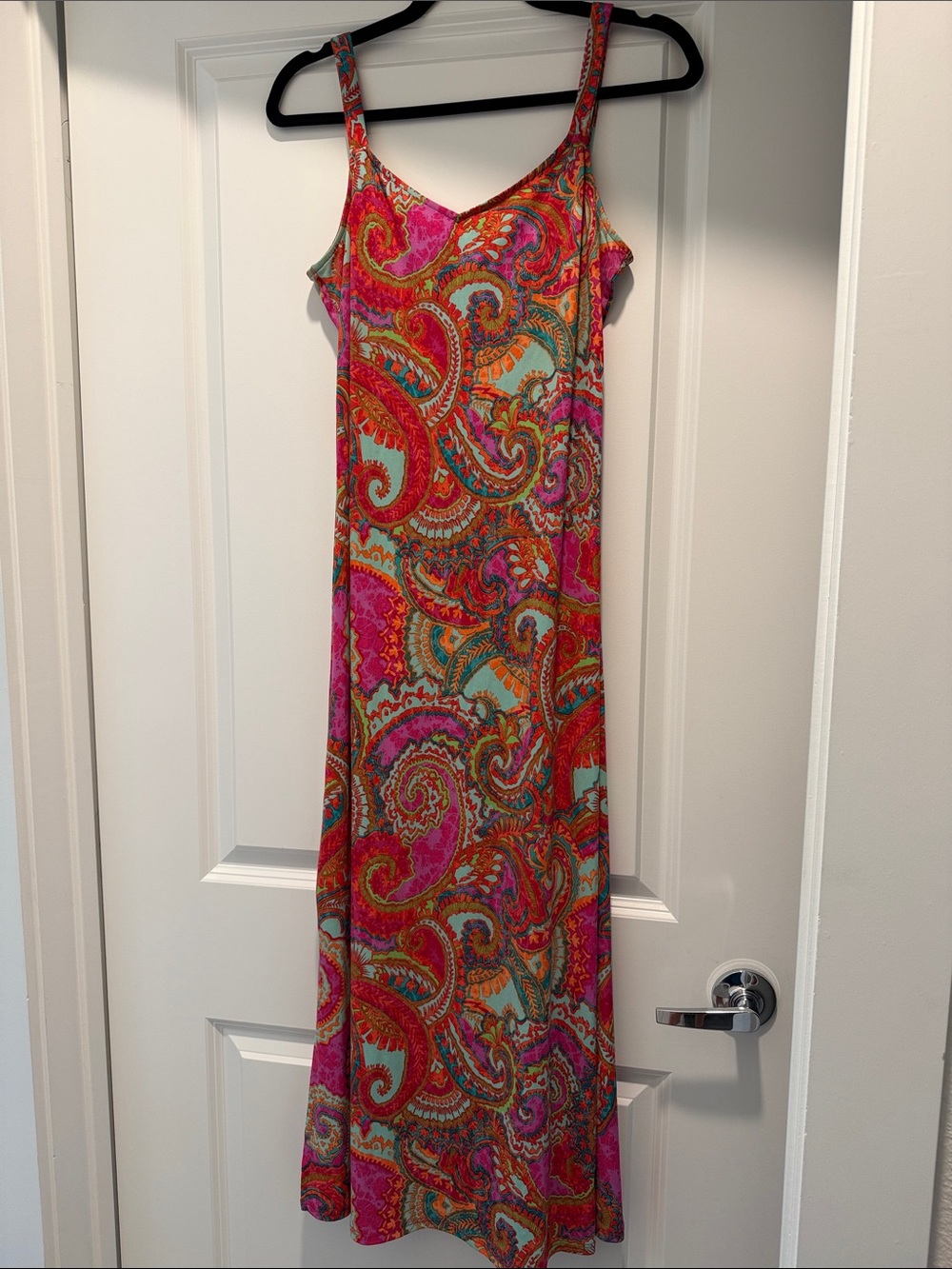 Vibrant Paisley Maxi Dress in Pink & Orange
